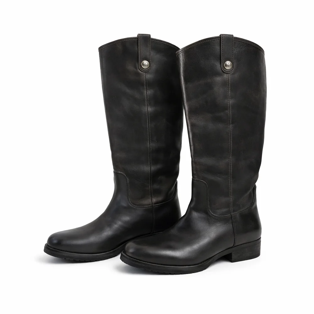 Frye Distressed Leather Tall Riding Boots Size 7 Pull On Made in Mexico New
